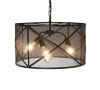 Cage Style 3-Light Drum Chandelier--Black