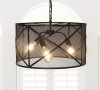 Cage Style 3-Light Drum Chandelier--Black