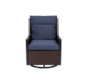 3 Piece Outdoor Swivel Chair Set, Dark Brown/Navy