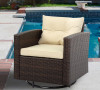 Outdoor Wicker Swivel Chair, Dark Brown/Beige