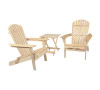 3 Piece Adirondack Chair Set with Table, Natural Finish