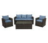 Rio 5 Piece All-Weather Wicker Conversation set with Storage and Ottoman