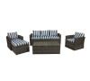 Rio 5 Piece All-Weather Wicker Conversation set with Storage and Ottoman