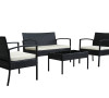 Teaset 4-Piece All-Weather Wicker Patio Seating Set Black