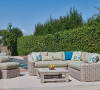 5 Piece Outdoor Rattan Sectional Set, Gray/Beige