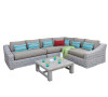 5 Piece Outdoor Rattan Sectional Set, Gray/Beige