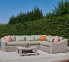 5 Piece Outdoor Rattan Sectional Set, Gray/Beige
