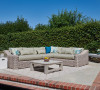 5 Piece Outdoor Rattan Sectional Set, Gray/Beige
