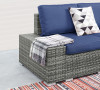 6 Piece Outdoor Wicker Sectional Seating Set, Gray/Navy