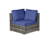 6 Piece Outdoor Wicker Sectional Seating Set, Gray/Navy