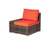 6 Piece Outdoor Wicker Sectional Seating Set, Brown/Orange1