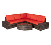 6 Piece Outdoor Wicker Sectional Seating Set, Brown/Orange1