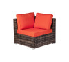 6 Piece Outdoor Wicker Sectional Seating Set, Brown/Orange1