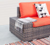 6 Piece Outdoor Wicker Sectional Seating Set, Brown/Orange1