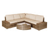 6 Piece Outdoor Wicker Sectional Seating Set, Hazelnut/Beige