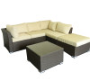 Jicaro 5 Pieces Outdoor Wicker Sectional Sofa Set, Dark Brown/Beige