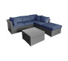 Jicaro 5 Pieces Outdoor Wicker Sectional Sofa Set, Gray/Navy
