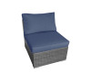 Jicaro 5 Pieces Outdoor Wicker Sectional Sofa Set, Gray/Navy